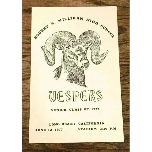 VTG Millikan High School Class of 1977 Graduation Program Aries Vespers Ephemera - Picture 1 of 3